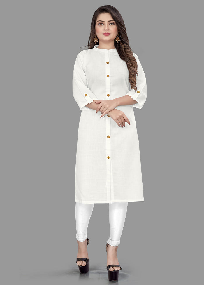 White Readymade Cotton Kurti - Indian Silk House Agencies