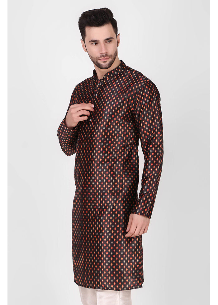 2 Pc Black Dupion Silk Kurta Pajama Set - Indian Silk House Agencies