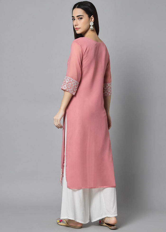 Pink Readymade Georgette Kurti - Indian Silk House Agencies
