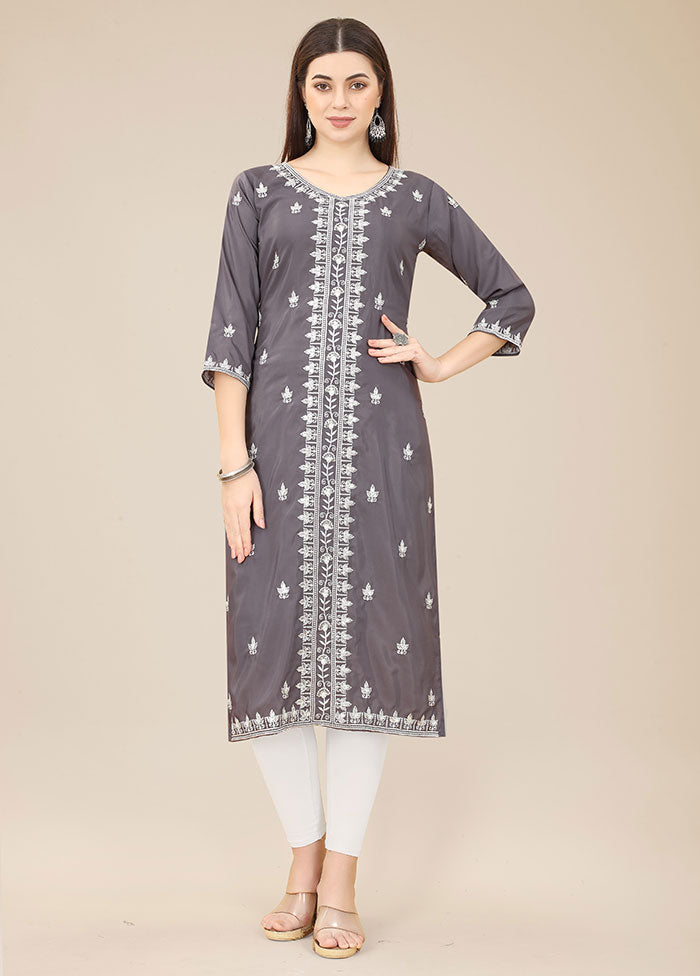 Grey Readymade Silk Kurti - Indian Silk House Agencies