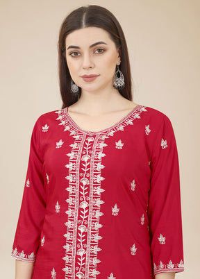 Maroon Readymade Silk Kurti - Indian Silk House Agencies