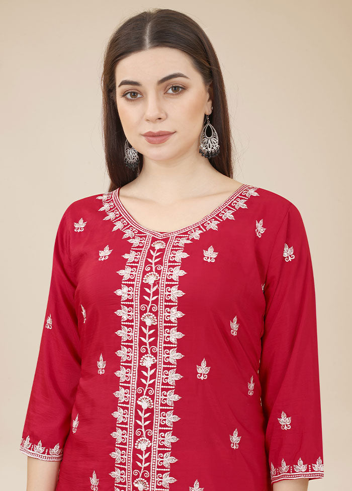 Maroon Readymade Silk Kurti - Indian Silk House Agencies