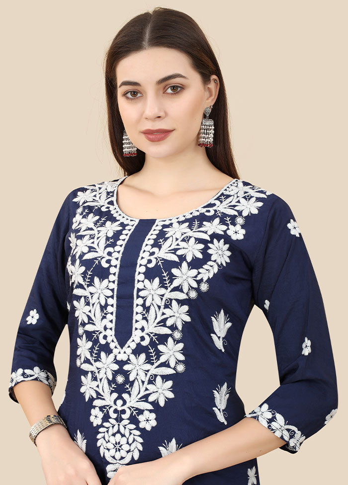 Blue Readymade Silk Kurti - Indian Silk House Agencies