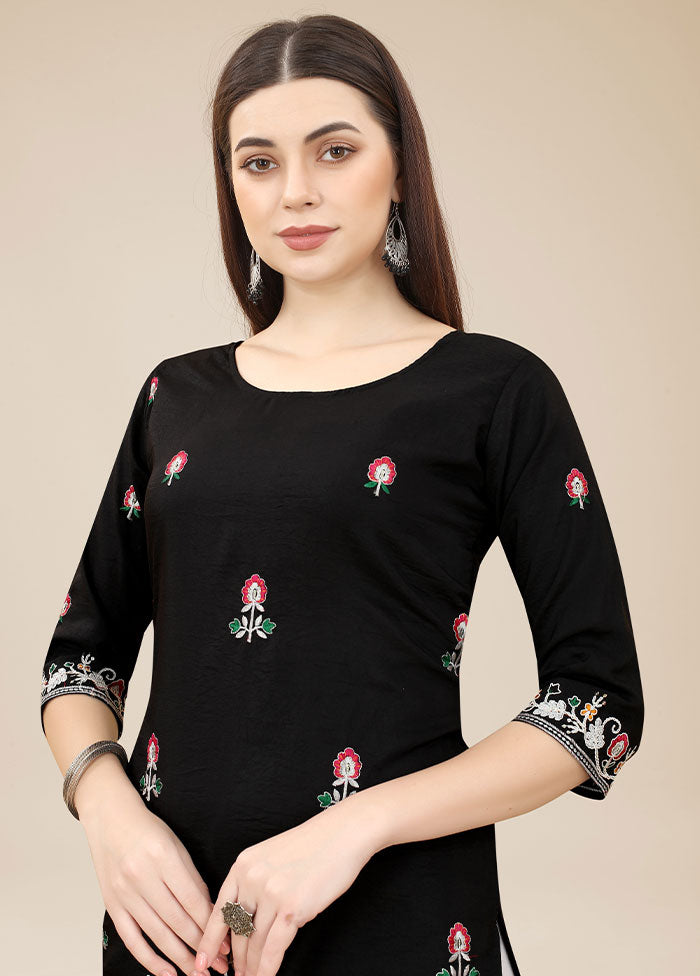 Black Readymade Silk Kurti - Indian Silk House Agencies