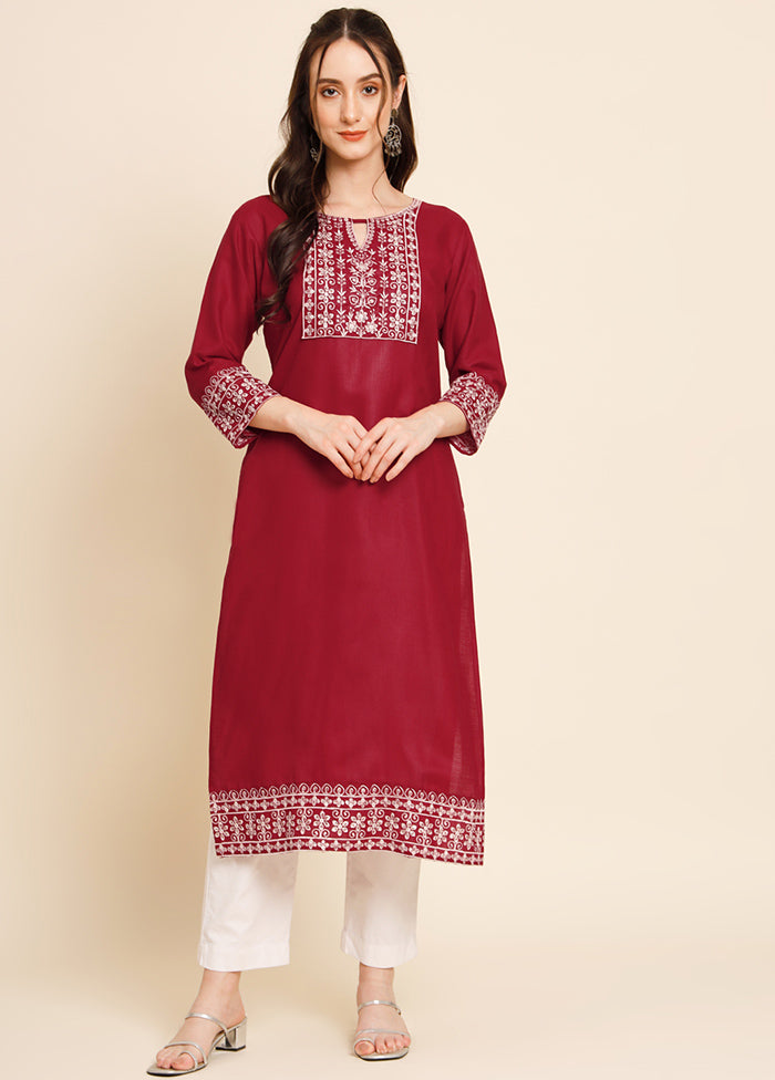 Maroon Readymade Cotton Kurti - Indian Silk House Agencies