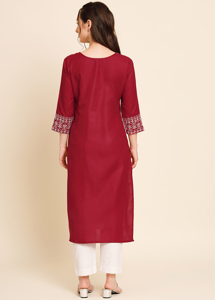 Maroon Readymade Cotton Kurti - Indian Silk House Agencies