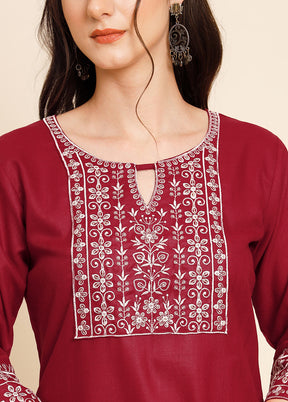 Maroon Readymade Cotton Kurti - Indian Silk House Agencies