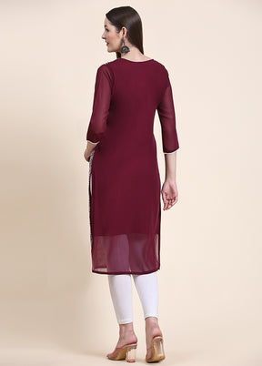 Wine Readymade Georgette Kurti - Indian Silk House Agencies