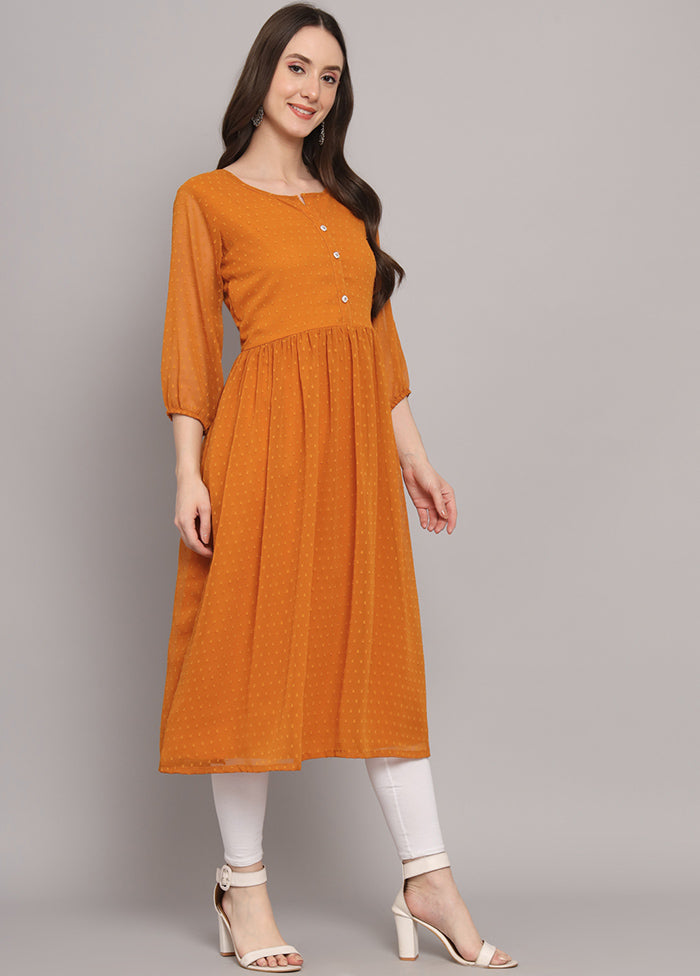 Mustard Readymade Georgette Kurti - Indian Silk House Agencies