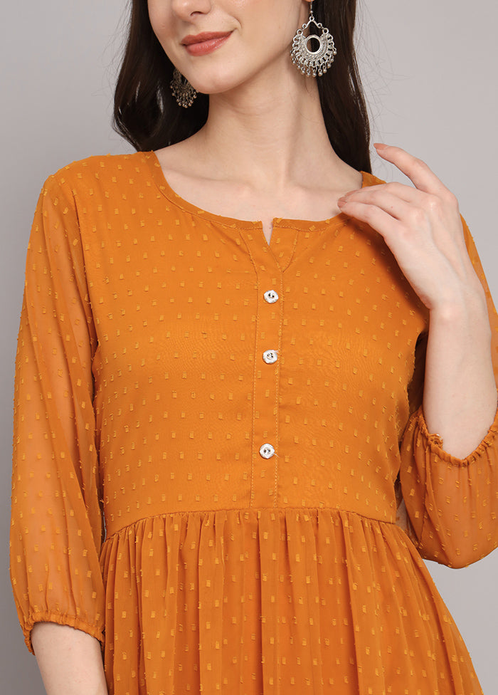 Mustard Readymade Georgette Kurti - Indian Silk House Agencies