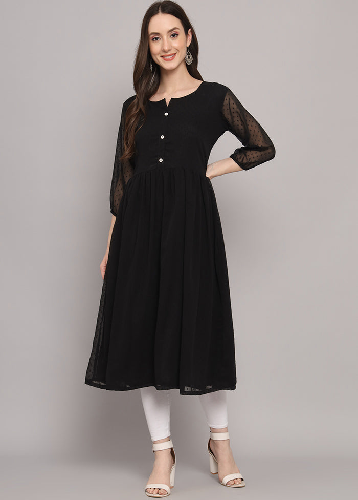 Black Readymade Georgette Kurti - Indian Silk House Agencies