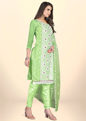 3 Pc Green Semi Stitched Net Suit Set - Indian Silk House Agencies