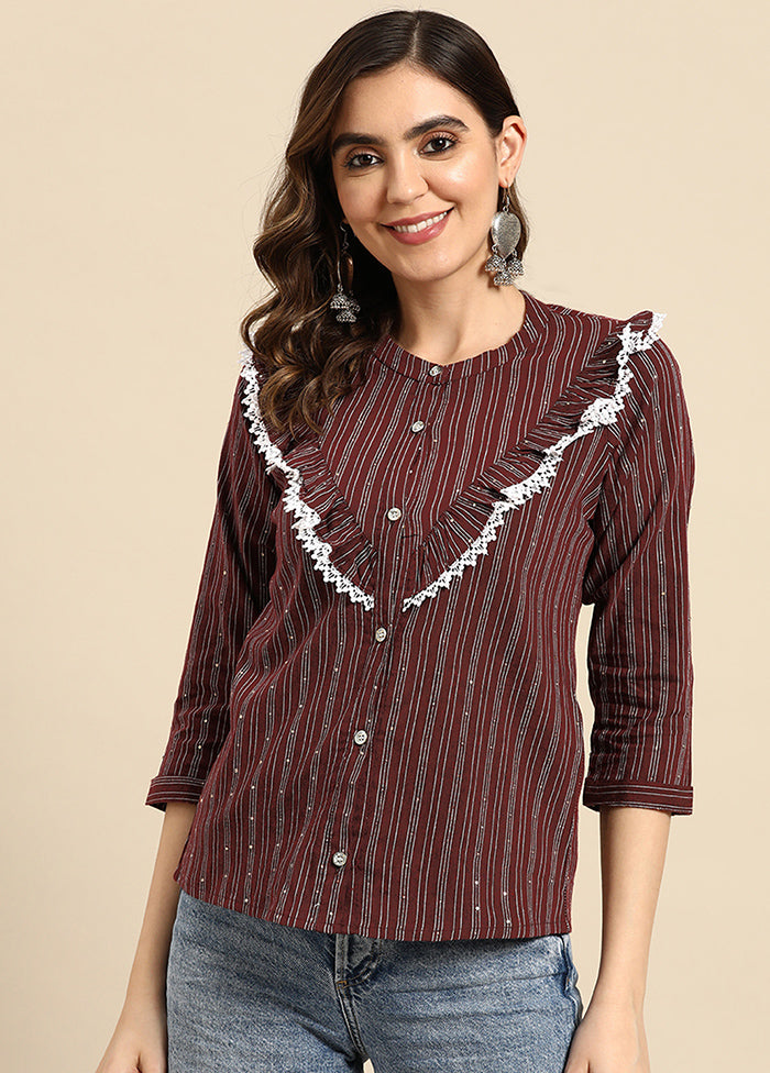 Maroon Readymade Cotton Top - Indian Silk House Agencies