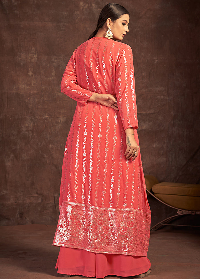 3 Pc Coral Readymade Georgette Suit Set - Indian Silk House Agencies