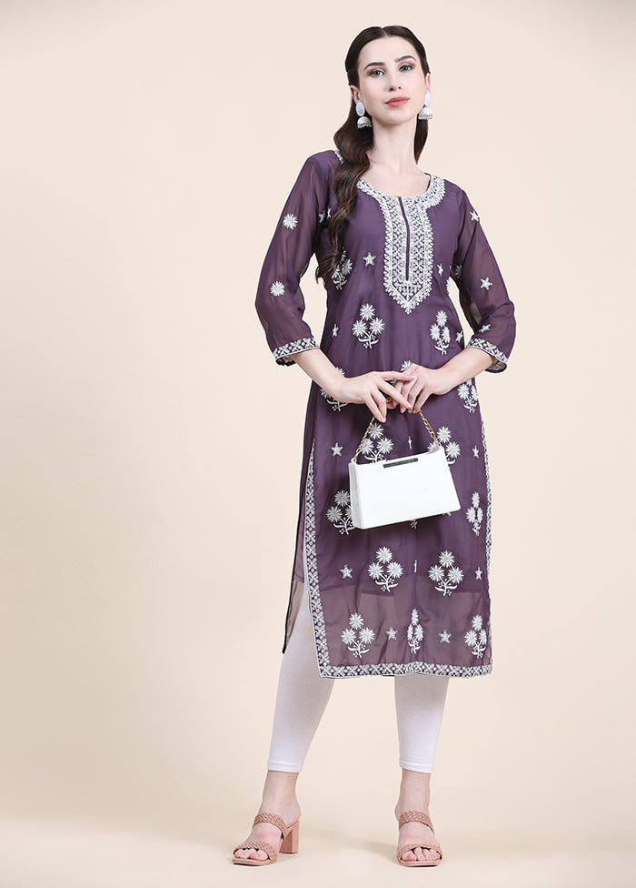 Purple Readymade Cotton Long Kurti - Indian Silk House Agencies