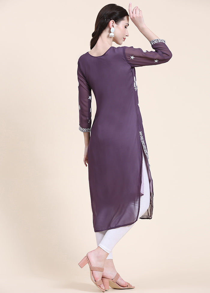 Purple Readymade Cotton Long Kurti - Indian Silk House Agencies