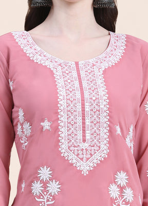 Pink Readymade Cotton Long Kurti - Indian Silk House Agencies