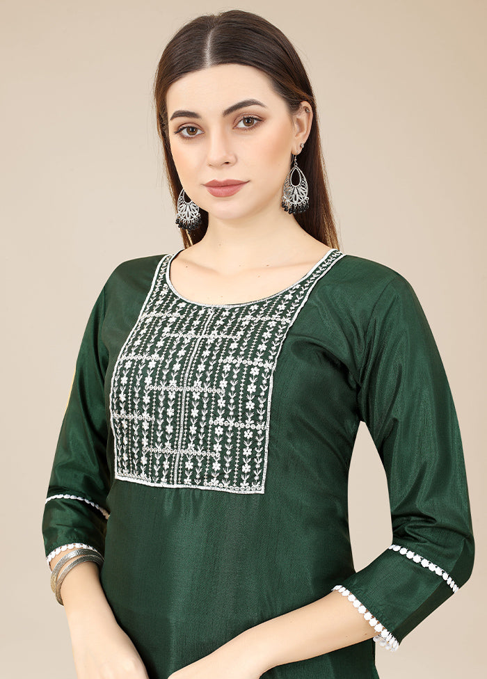 Green Readymade Silk Long Kurti - Indian Silk House Agencies