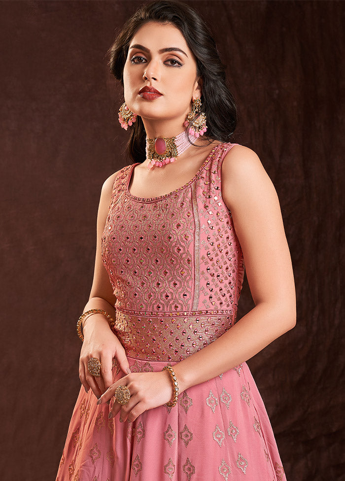 Pink Readymade Georgette Gown With Dupatta - Indian Silk House Agencies