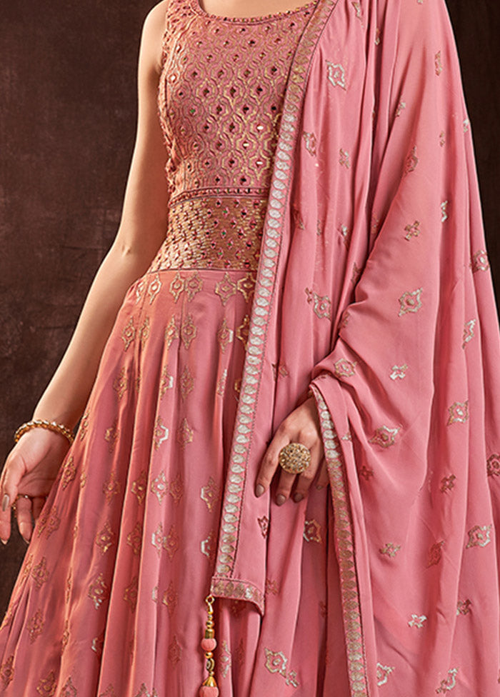 Pink Readymade Georgette Gown With Dupatta - Indian Silk House Agencies