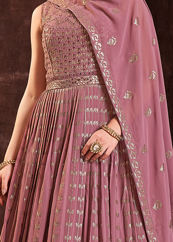 Mauve Readymade Georgette Gown With Dupatta - Indian Silk House Agencies