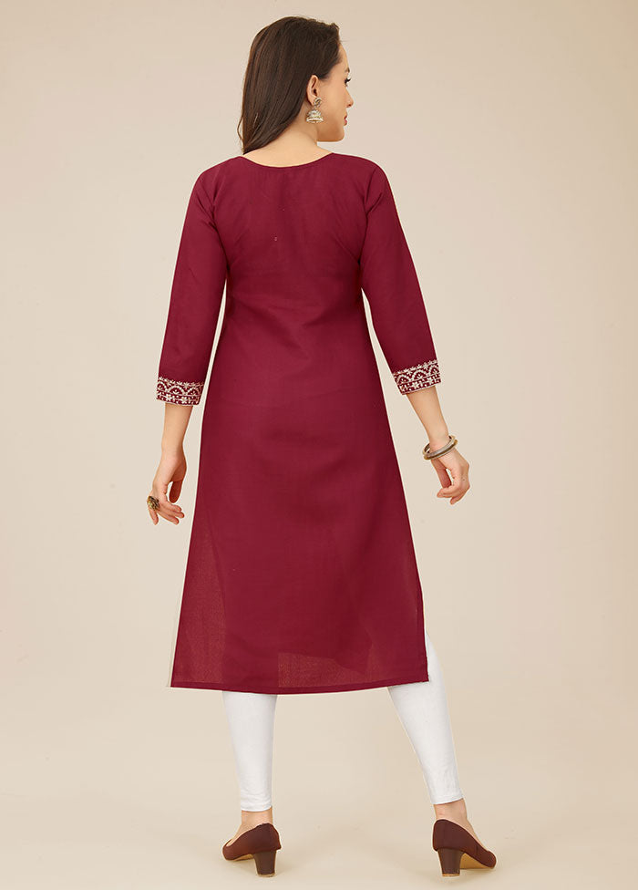 Maroon Readymade Cotton Kurti - Indian Silk House Agencies