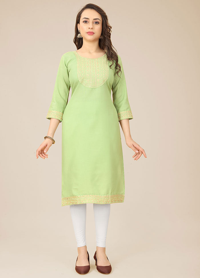 Pista Green Readymade Cotton Kurti - Indian Silk House Agencies