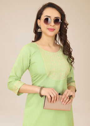 Pista Green Readymade Cotton Kurti - Indian Silk House Agencies