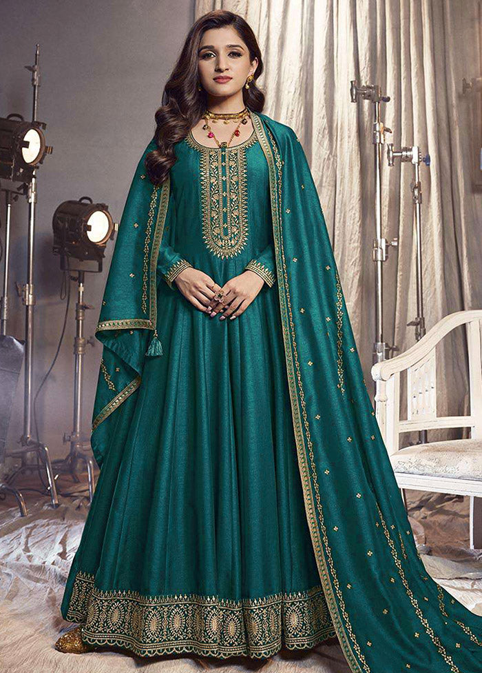 3 Pc Rama Semi Stitched Silk Suit Set - Indian Silk House Agencies