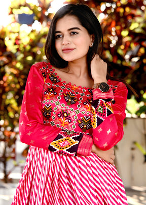 Pink Readymade Silk Indian Dress - Indian Silk House Agencies