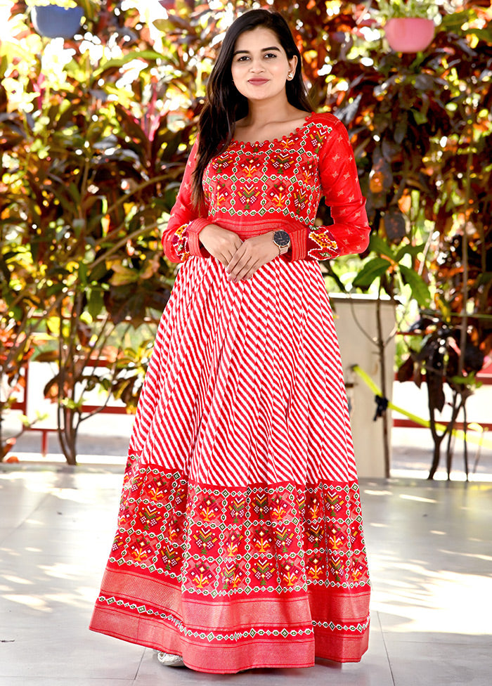 Red Readymade Silk Indian Dress - Indian Silk House Agencies