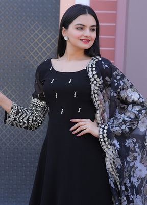 Black Readymade Georgette Gown With Dupatta - Indian Silk House Agencies