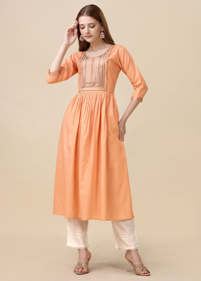 Orange Readymade Viscose Anarkali Kurti - Indian Silk House Agencies