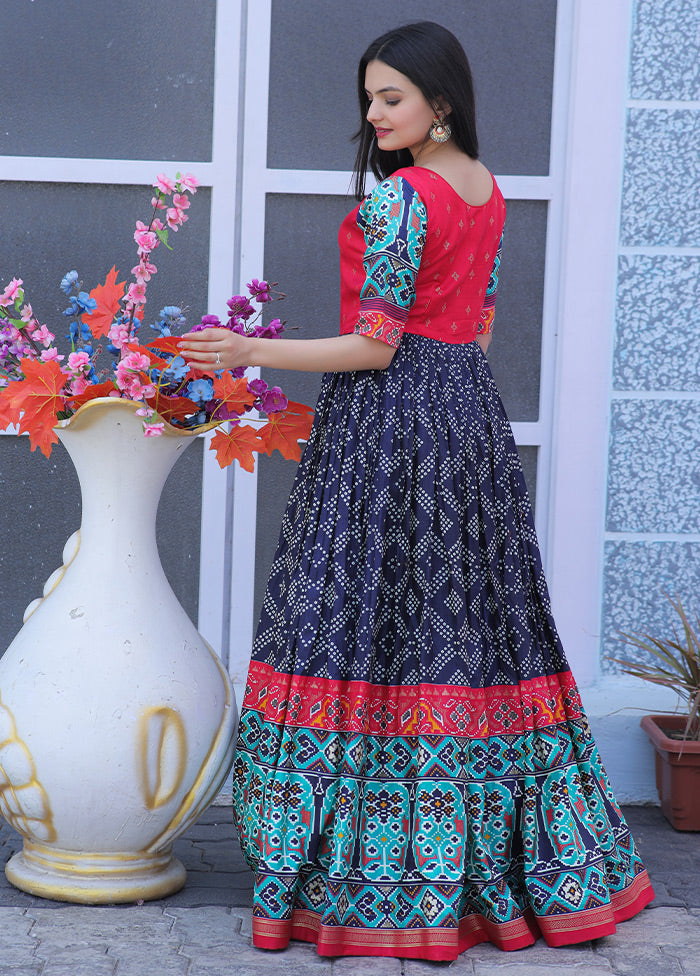 Blue Readymade Silk Indian Dress - Indian Silk House Agencies