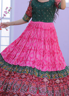 Pink Readymade Silk Indian Dress - Indian Silk House Agencies