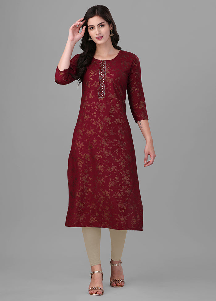 Maroon Readymade Rayon Kurti - Indian Silk House Agencies