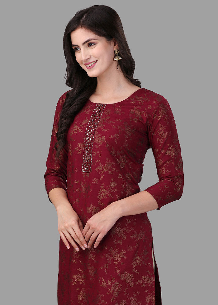 Maroon Readymade Rayon Kurti - Indian Silk House Agencies