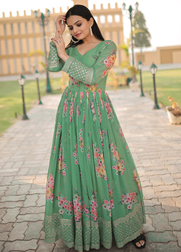 Pista Green Readymade Georgette Indian Dress - Indian Silk House Agencies