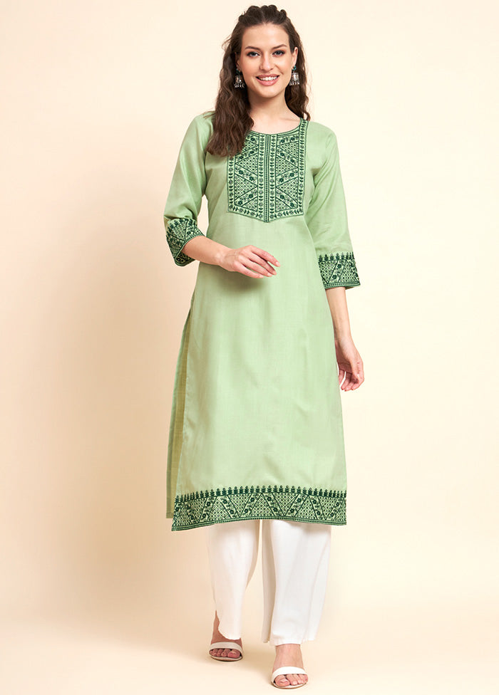 Pista Green Readymade Cotton Kurti - Indian Silk House Agencies