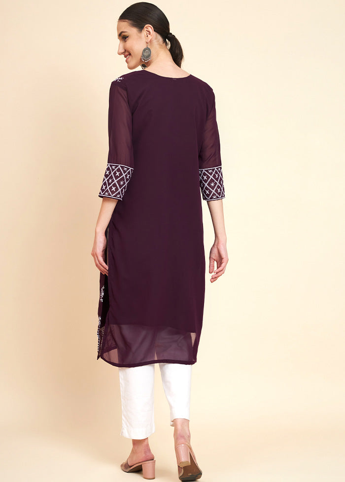 Wine Readymade Georgette Kurti - Indian Silk House Agencies