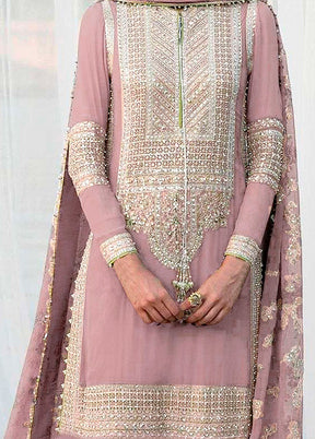 3 Pc Mauve Unstitched Georgette Suit Set - Indian Silk House Agencies