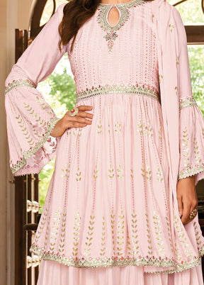 3 Pc Pink Unstitched Silk Suit Set - Indian Silk House Agencies