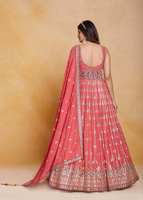 Coral Readymade Georgette Indian Dress - Indian Silk House Agencies
