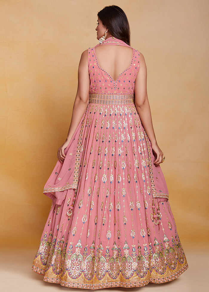 Pink Readymade Georgette Indian Dress - Indian Silk House Agencies