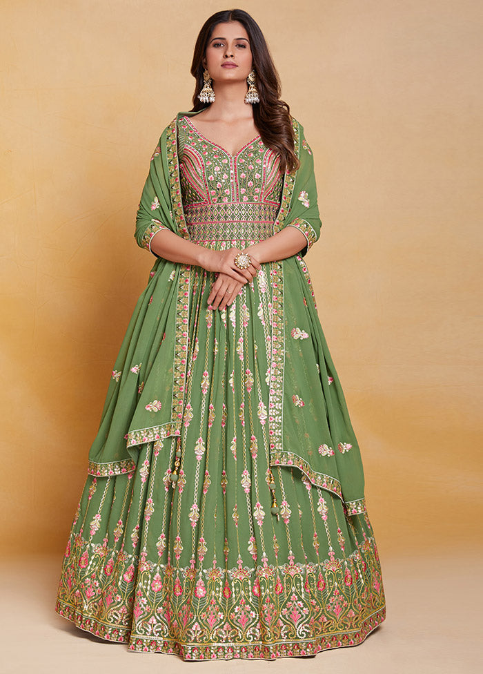 Green Readymade Georgette Indian Dress - Indian Silk House Agencies