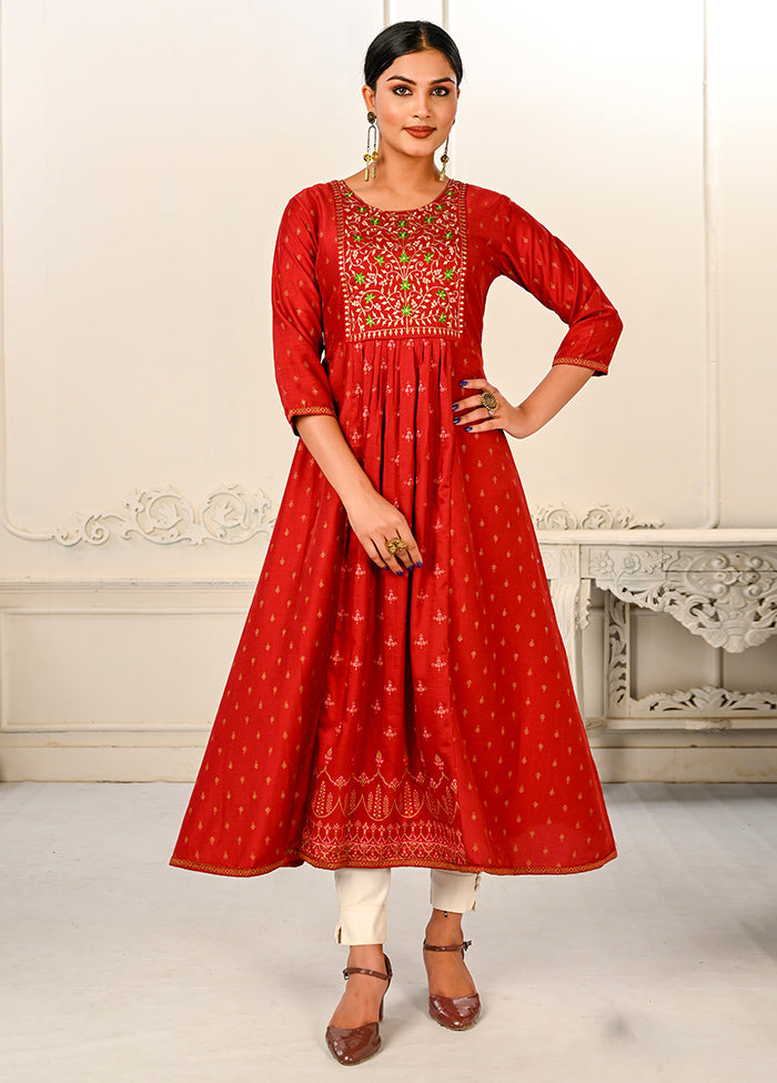 Red Readymade Cotton Kurti - Indian Silk House Agencies