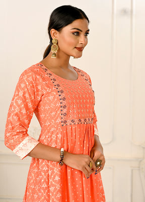 Orange Readymade Cotton Kurti - Indian Silk House Agencies