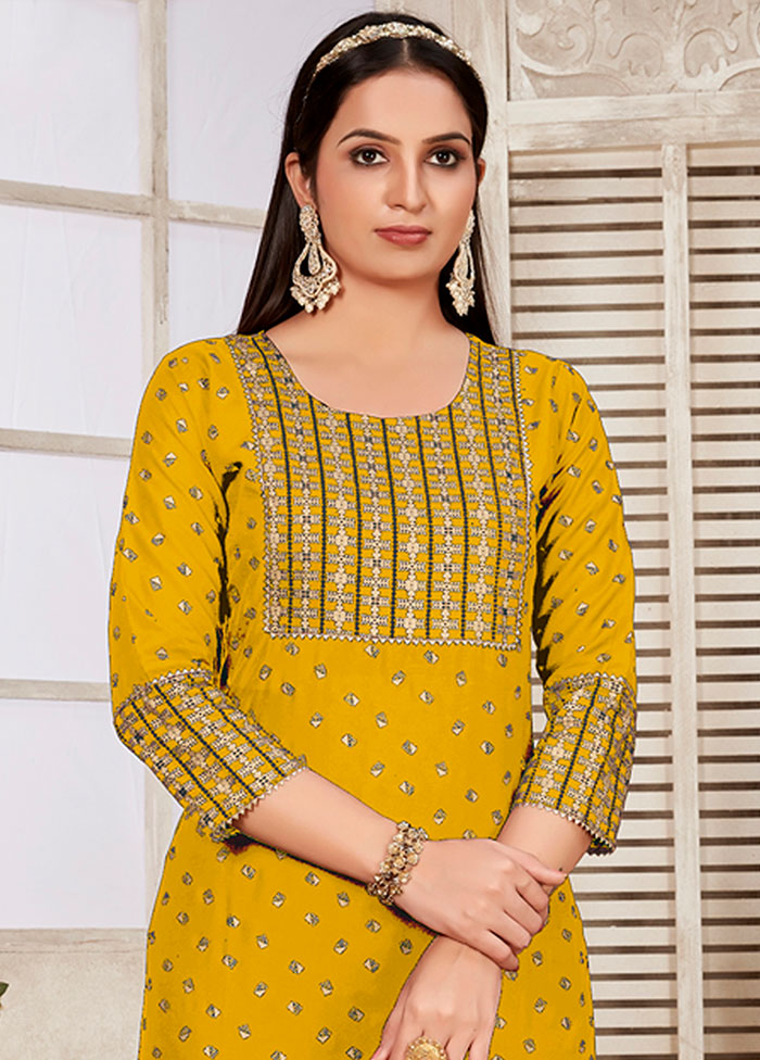 Yellow Readymade Rayon Kurti - Indian Silk House Agencies