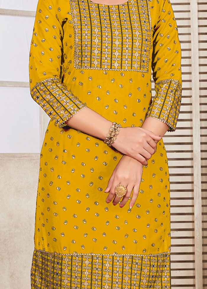 Yellow Readymade Rayon Kurti - Indian Silk House Agencies