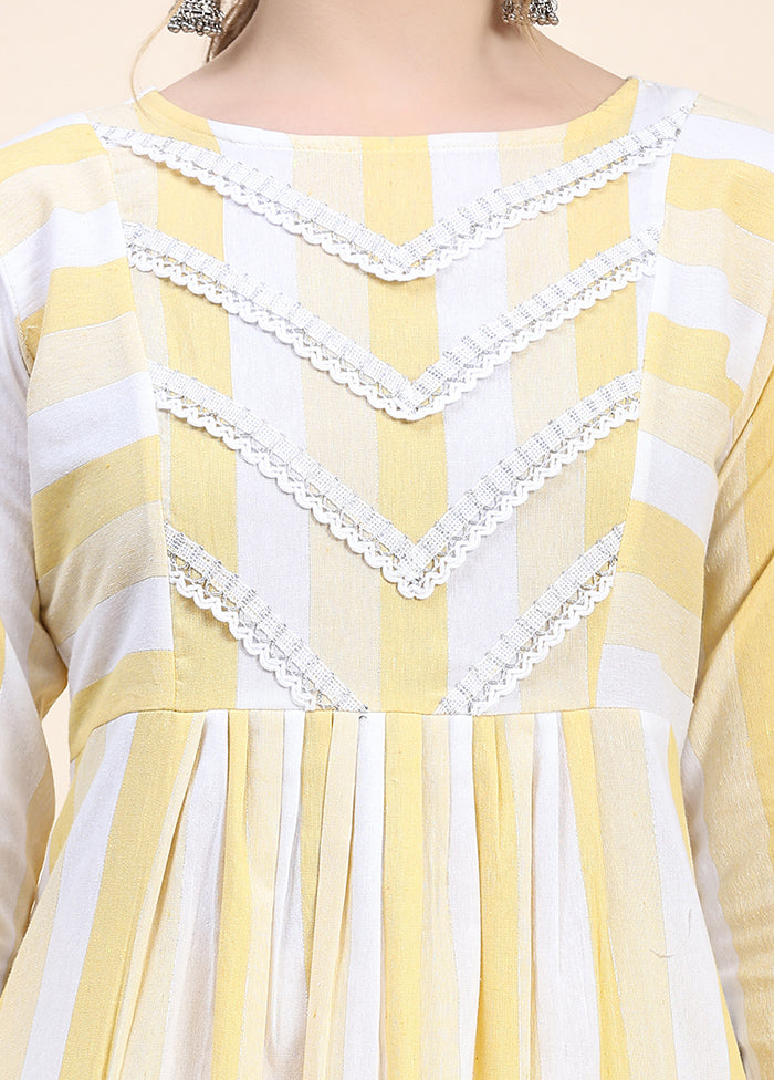 2 Pc Yellow Readymade Cotton Kurti Set - Indian Silk House Agencies